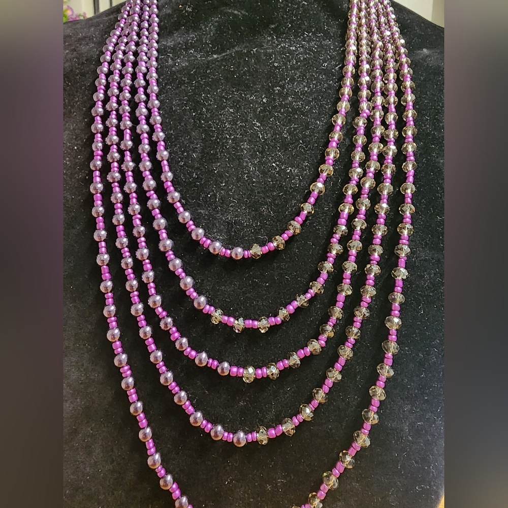 Vintage Lane Purple Beaded Multi Strand Necklace